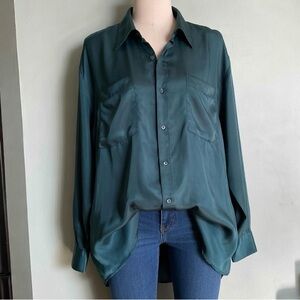 100% Silk Shirts Men Women Lagenlook Vtg Y2K L Goth Boho Chic Soft Grunge